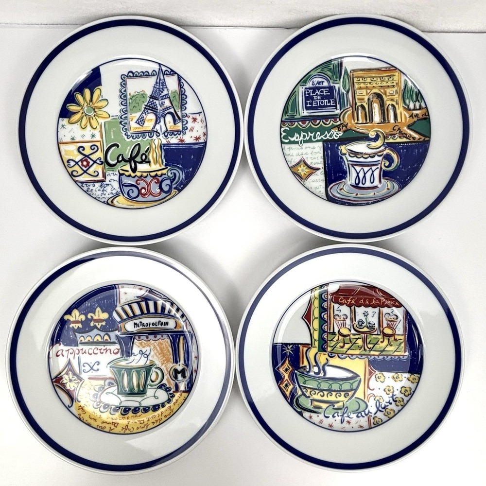 Williams Sonoma Parisian Café Salad Plates Set of 4 Made in Japan White 7 1/2”